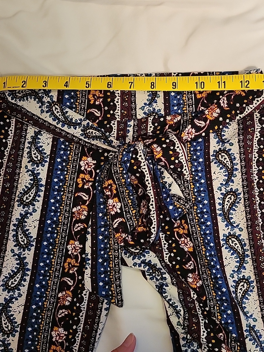 Boho Striped Flare Pants With Tie - Picture 4 of 6